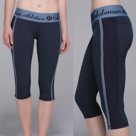 LULULEMON Inner Essence Crop in Heathered Naval Blue Size 8 - Picture 1 of 12